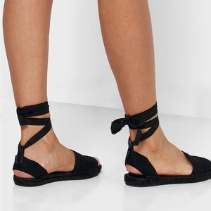 Flat Lace Up Espadrilles Sz 37